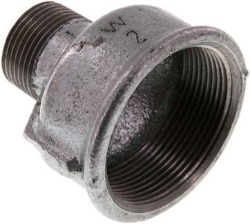 Reduziernippel R 1"(AG)-Rp 2"(IG), 25 bar Temperguss verzinkt