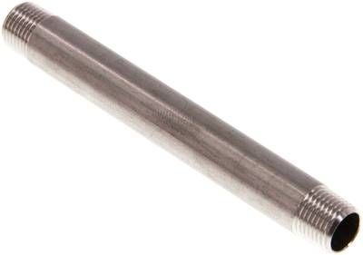 Rohrdoppelnippel R 1/8"-80mm, 20 bar 1.4571