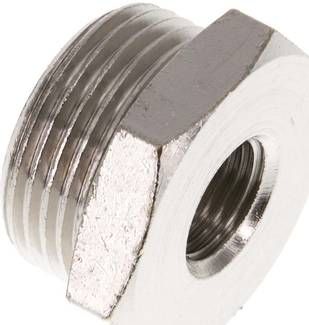 Reduziernippel G 3/4"(AG)-G 1/4"(IG), 16 bar Messing vernickelt