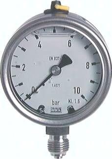 Chemie-Glycerin-Manometer senkrecht, 63mm, -1 bis 15 bar
