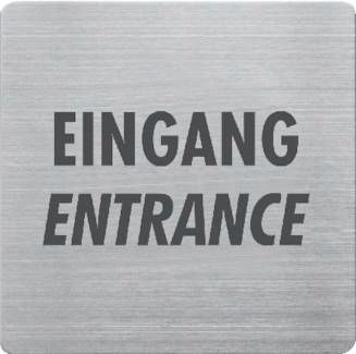 Edelstahl-Piktogramm, 90 x 90 mm, Eingang