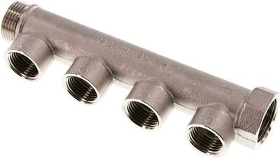 Verteilerrohr G 3/4"(IG/AG), 4 Abgänge G 1/2" (IG)