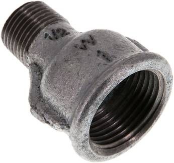 Reduziernippel R 1/2"(AG)-Rp 1"(IG), 25 bar Temperguss verzinkt