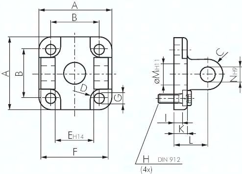 Gabelschwenkbefestigung für Kompaktzylinder 40 mm