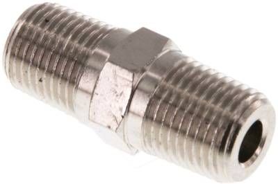 Doppelnippel R 1/8"-NPT 1/8", Messing vernickelt