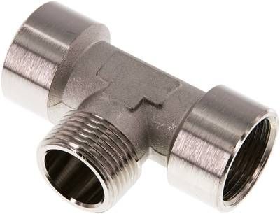 T-Einschraubstück G 1"(IG)-R 1"(AG), 16 bar Messing vernickelt