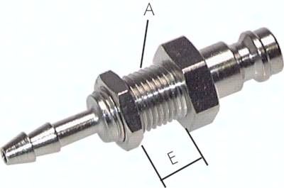 Schott-Kupplungsstecker (NW5) 6mm Schlauch, Messing vernickelt