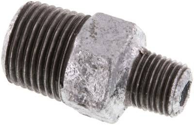 Doppelnippel R 1/2"-R 1/4", 25 bar Temperguss verzinkt