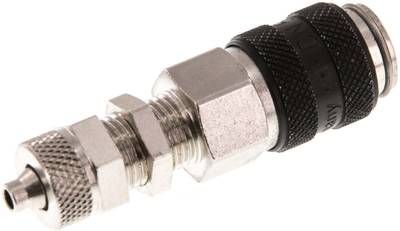Schott-Kupplungsdose (NW5) 6 x 4mm Schlauch, Messing vernickelt