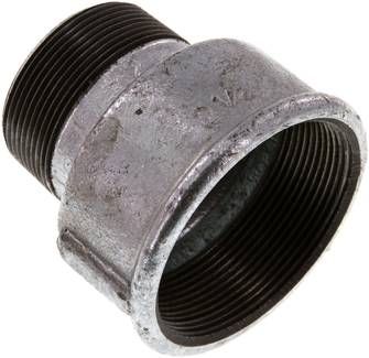 Reduziernippel R 2"(AG)-Rp 2 1/2"(IG), 25 bar Temperguss verzinkt