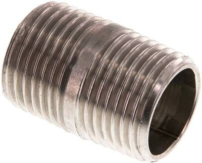 Rohrdoppelnippel R 1/2"-30mm, 20 bar 1.4571