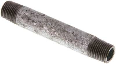 Rohrdoppelnippel R 1/8"-60mm, 50 bar, Stahlrohr ST 37 verzinkt