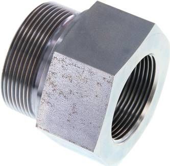 Hydraulik-Reduzierung G 2"(AG)-G 1 1/2"(IG), Stahl verzinkt, Elastomerdichtung