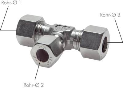 T-Schneidringverschraubung 22 L-18 L-22 L, 1.4571