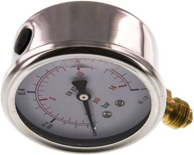Glycerin-Manometer senkrecht (CrNi/Ms), 63mm, 0 - 1 bar