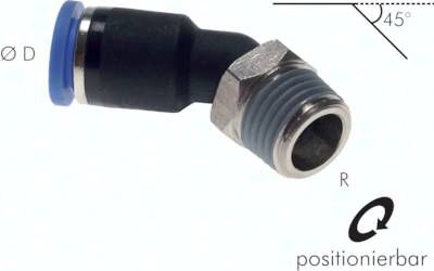 45°-Steckanschluss R 1/4"-6mm, IQS-Standard