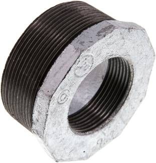 Reduziernippel R 2 1/2"(AG)-Rp 1 1/2"(IG), 25 bar Temperguss verzinkt