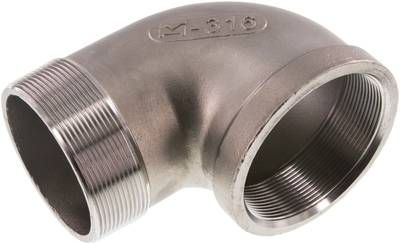 90°-Einschraubwinkel Rp 3"(IG)-R 3"(AG), 16 bar 1.4408