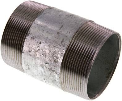 Rohrdoppelnippel R 2 1/2"-100mm, 50 bar, Stahlrohr ST 37 verzinkt