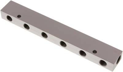 Verteilerleiste 2 x G 3/8"-6 x G 1/4", Aluminium eloxiert