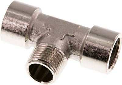 T-Einschraubstück G 1/2"(IG)-R 1/2"(AG), 16 bar Messing vernickelt