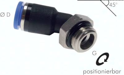 45°-Steckanschluss G 3/8"-10mm, IQS-Standard