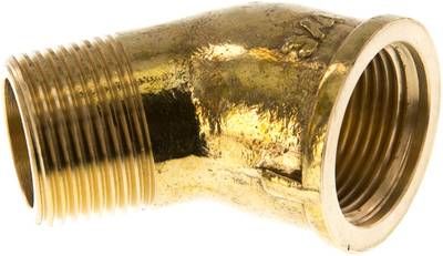 45°-Einschraubwinkel Rp 3/4"(IG)-R 3/4"(AG), 16 bar Messing