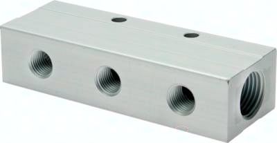 Verteilerleiste 2 x G 1/2"-6 x G 1/4", Aluminium eloxiert