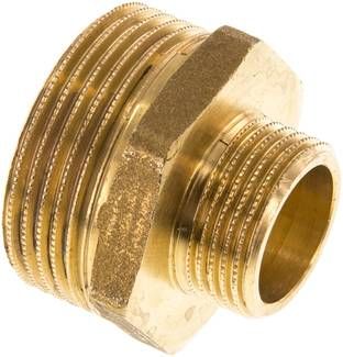 Doppelnippel G 1 1/4"-G 3/4", 16 bar Messing/Rotguss