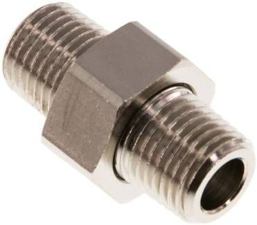 Doppelnippel trennbar R 1/4"-R 1/4", 16 bar Messing vernickelt