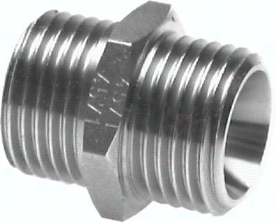 Doppelnippel G 1 1/2"-G 1 1/4", 40 bar 1.4571