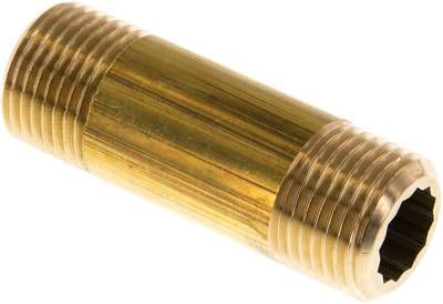 Rohrdoppelnippel G 1/2"-60mm, 16 bar Messing