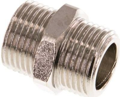 Doppelnippel G 3/8"-G 3/8", 16 bar Messing vernickelt