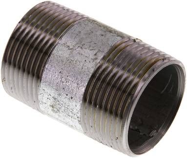 Rohrdoppelnippel R 1 1/4"-60mm, 50 bar, Stahlrohr ST 37 verzinkt