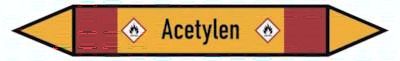 Rohrleitungskennzeichnung, 5er, 15 x 100, Acetylen (GHS 02)