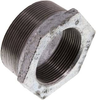 Reduziernippel R 2 1/2"(AG)-Rp 2"(IG), 25 bar Temperguss verzinkt