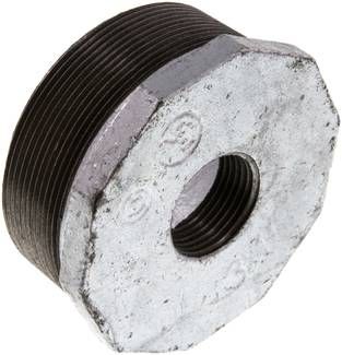 Reduziernippel R 3"(AG)-Rp 1"(IG), 25 bar Temperguss verzinkt