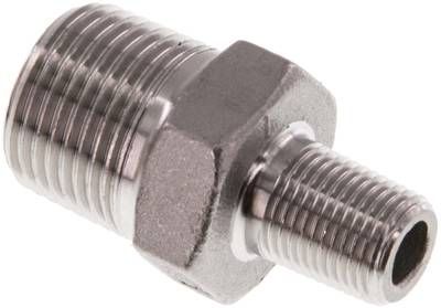 Doppelnippel R 3/8"-R 1/8", 16 bar 1.4408