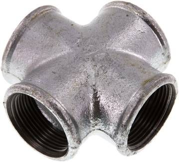 Kreuzstück Rp 1 1/4" (IG), 25 bar Temperguss verzinkt