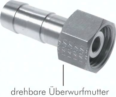 Schlauchtülle, mit Mutter G 1"-19mm, 40 bar 1.4571