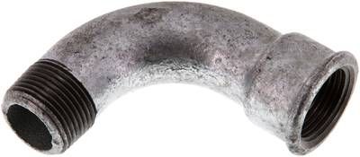90°-Bogen Rp 3/4"(IG)-R 3/4"(AG), Temperguss verzinkt