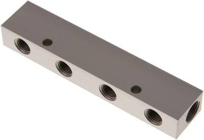 Verteilerleiste 2 x G 3/8"-4 x G 1/4", Aluminium eloxiert