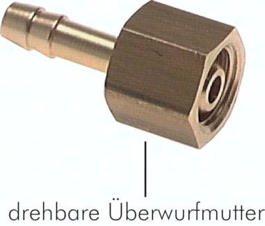 Schlauchtülle, mit Mutter G 1/4"-9mm, 16 bar Messing