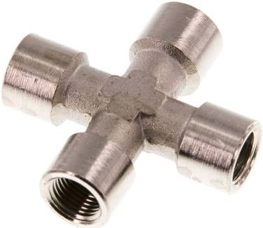 Kreuzstück G 1/8" (IG), 16 bar Messing vernickelt