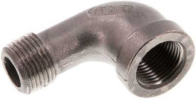 90°-Einschraubwinkel Rp 3/8"(IG)-R 3/8"(AG), 16 bar 1.4408