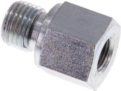 Hydraulik-Reduzierung G 1/4"(AG)-G 1/8"(IG), Stahl verzinkt, Elastomerdichtung