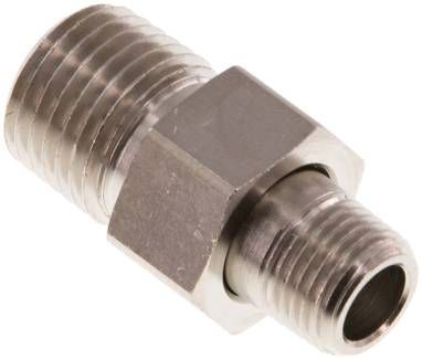 Doppelnippel trennbar R 1/4"-R 1/8", 16 bar Messing vernickelt