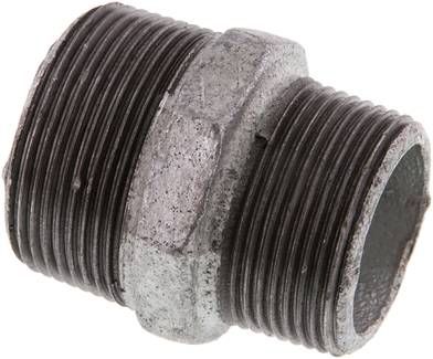 Doppelnippel R 1 1/2"-R 1 1/4", 25 bar Temperguss verzinkt