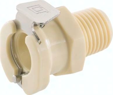 Kupplungsdose (LC) mit Außengewinde, Polypropylen (beige)