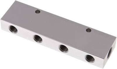 Verteilerleiste 2 x G 3/8"-8 x G 1/4", Aluminium eloxiert